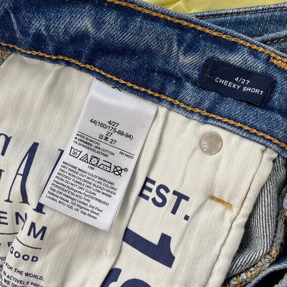 Gap Denim‎ Cheeky Short High Rise Medium Wash Cut Off Jeans Raw Hem Size 4/27 - Picture 7 of 8